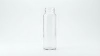 Clear glass bottle isolated on white background for product packaging design and commercial use.