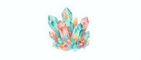 Colorful crystal cluster with turquoise and coral tones isolated on white background, suitable for wellness, spirituality, and design projects.