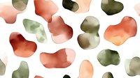 Watercolor abstract organic shapes in earthy tones of red, green, and beige scattered on white background. Isolated design elements suitable for backgrounds, textiles, and graphic projects.