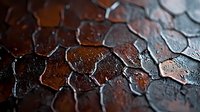 Cracked metallic surface with rusty brown and silver tones showing weathered texture pattern, dramatic lighting creates depth and shadows on aged material.