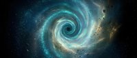Cosmic spiral galaxy with swirling arms of blue and golden stardust creating mesmerizing vortex pattern against deep space background for astronomy projects.