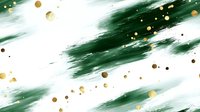 Abstract emerald green brush strokes with scattered gold metallic dots on white background create dynamic diagonal pattern for luxury design projects.