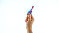 Hand holding colorful blue and pink toothbrush on white background isolated for dental hygiene and oral care design projects.
