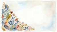 Watercolor floral corner arrangement with autumn leaves, botanical elements, and soft pastel colors on light background for greeting cards and stationery design.