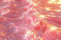 Shimmering pink and gold liquid surface with flowing waves and glowing light reflections creating a luxurious abstract background.