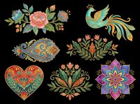 Ornamental floral and decorative elements collection isolated on transparent background. Ready for t-shirt design, clipart, stickers, sublimation, print-on-demand products and digital crafts.