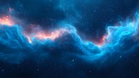 Cosmic nebula with vibrant blue and pink colors swirling through starry space, creating dramatic celestial formations against dark background. Suitable for astronomy themes.
