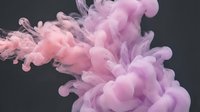 Pink and purple ink swirling in water against dark background, creating soft dreamy smoke cloud effect for creative design use.