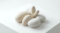 Smooth white abstract organic forms arranged on neutral surface, suitable for minimalist design, contemporary art projects, and modern aesthetic backgrounds.