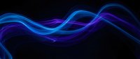 Abstract flowing energy waves in vibrant blue and purple neon colors on black background for modern digital design and technology concepts.