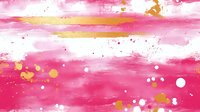 Abstract watercolor background with pink magenta gold brush strokes and paint splatters for creative design projects and artistic compositions.