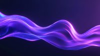 Glowing purple and blue wavy lines creating dynamic flowing motion effect against dark background, abstract light trails with smooth gradient transitions.