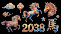Colorful decorative horses and Asian-inspired design elements isolated on transparent background. Ready for t-shirt design, clipart, stickers, sublimation, print-on-demand products and digital crafts.