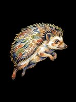 Decorative hedgehog with ornamental patterned quills in warm earth tones, isolated on transparent background. Ready for t-shirt design, stickers, clipart, sublimation, and print-on-demand products.