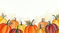 Autumn pumpkin border with colorful gourds in warm orange, yellow and red tones on light background for seasonal harvest decorations.