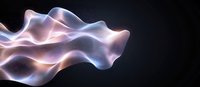 Ethereal flowing waves of light in pink and blue hues against dark background create abstract fluid motion effect, suitable for modern tech designs and backgrounds.