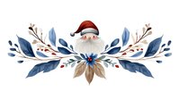 Festive winter watercolor composition with Santa Claus face peeking through blue and brown leaves, red berries, and floral elements on white background. Isolated design for holiday cards.