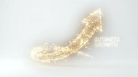Upward arrow made of golden particles symbolizing business growth, success, and financial progress on isolated white background.