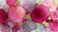 Abstract alcohol ink art with pink magenta burgundy gold circles creating fluid organic patterns for modern interior design and creative projects.