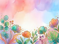 Watercolor floral border with colorful blooms and leaves on soft pastel background, isolated design element for invitations, cards, and creative projects.