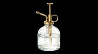 Vintage brass plant mister with glass bottle isolated on transparent background, ready for design use on t-shirts, clipart, stickers, and print-on-demand products.