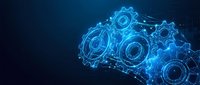 Digital brain with glowing blue gears and circuits representing artificial intelligence, machine learning, and cognitive technology innovation.