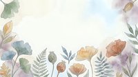 Watercolor botanical border with isolated wildflowers, leaves, and ferns in soft pastels. Ideal for wedding invitations, greeting cards, stationery design, and decorative backgrounds.