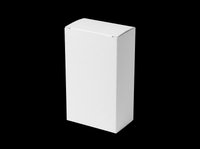 White blank cardboard box mockup isolated on transparent background, ready for branding, packaging design, print on demand, stickers, and product presentation use.