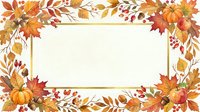 Autumn harvest frame with pumpkins, fall leaves, and berries on cream background, isolated for seasonal greeting cards, invitations, and design projects.