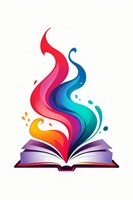 Open book with vibrant multicolored swirls rising from pages, perfect for education, creativity, storytelling, and imagination concepts. Isolated design on white background for versatile usage.