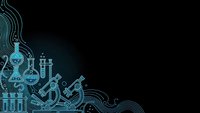 Scientific laboratory equipment and microscope illustration on dark background with flowing lines for research and education design projects.