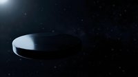 Sleek black hockey puck gliding across dark ice surface with dramatic lighting and particle effects for sports and recreation concepts.