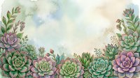 Watercolor succulent border frame with soft pastel colors and botanical elements for wedding invitations, greeting cards and decorative designs.