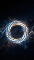 Glowing energy portal with swirling blue and orange light trails against starry space background for sci-fi and fantasy projects.