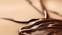 Liquid chocolate swirls creating smooth waves and ripples on beige background, macro photography with selective focus and soft lighting for confectionery and dessert designs.
