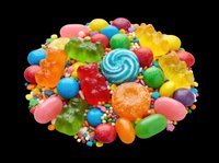 Colorful assorted candies and gummy sweets isolated on transparent background, ready for t-shirt designs, clipart, stickers, print-on-demand products, and sublimation projects.