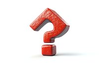 Red textured question mark symbol on white background, casting soft shadow. Isolated graphic element for business presentations and educational materials.