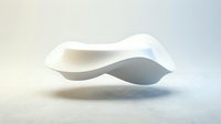 Abstract white curved forms floating on neutral background creating modern minimalist composition for contemporary design projects.