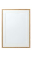 Empty wooden picture frame with white mat isolated on white background ready for artwork display and home decor projects.