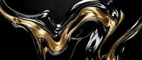 Luxurious black and gold liquid metal waves flowing in abstract motion against dark background for premium design projects and modern art concepts.