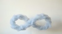 Blue smoke forming infinity symbol on white background representing endless possibilities and eternal concepts for creative projects.