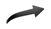 Curved black arrow pointing right isolated on white background for presentations, infographics and business designs.