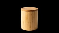 Bamboo wooden canister with lid, isolated on transparent background, ready for sticker, print on demand, sublimation, clipart, and t-shirt design use.