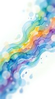 Abstract watercolor rainbow flow with vibrant blue green yellow orange purple hues on white background for creative design projects.