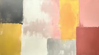 Abstract geometric composition featuring soft yellow, pink, and gray color blocks with textured brushstrokes and gentle color transitions creating modern wall art appeal.