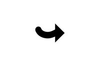 Black curved arrow pointing right isolated on white background for web design, presentations and user interface elements.