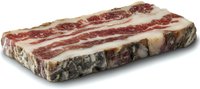 Raw beef short rib with marbling pattern on white background, fresh meat cut showing fat layers and muscle texture, isolated for commercial food photography.
