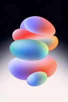 Colorful gradient oval shapes stacked in balance against dark background, creating abstract composition for modern digital design projects.