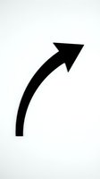 Black curved arrow pointing upward and right on white background isolated for graphic design and presentation use.