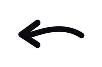 Black curved arrow pointing left on white background, useful for navigation, direction indicators, signage, and user interface design elements.